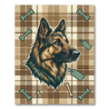 Classic Plaid German Shepherd Bone Illustration Rug