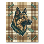 Classic Plaid German Shepherd Bone Illustration Rug