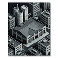 Monochrome Isometric Urban Landscape Rug