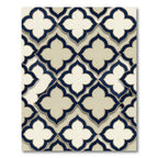 Elegant Navy Cream Quatrefoil Geometry Rug