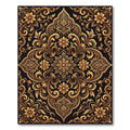 Golden Floral Damask Baroque Rug