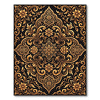 Golden Floral Damask Baroque Rug
