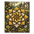 Golden Autumn Floral Mandala Rug