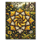 Golden Autumn Floral Mandala Rug