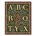 Ornate Green Capital Letters Floral Rug