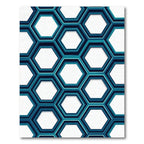 Modern Teal Geometric Hexagon Grid Rug
