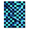 Abstract Blue Checkerboard with Fluid Light Rug