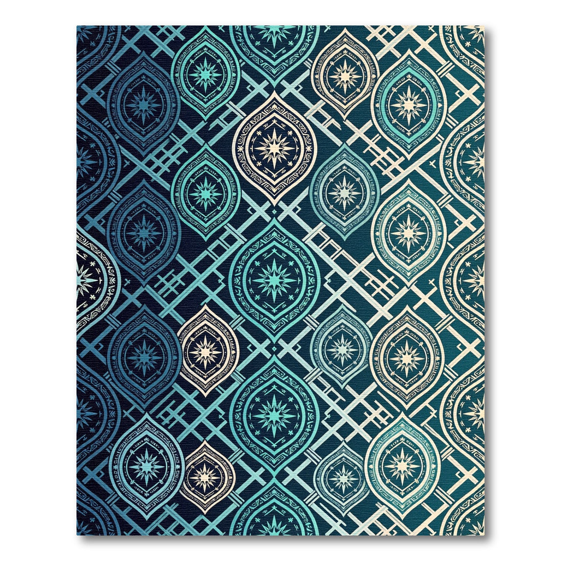 Celestial Teal Geometric Star Medallion Rug