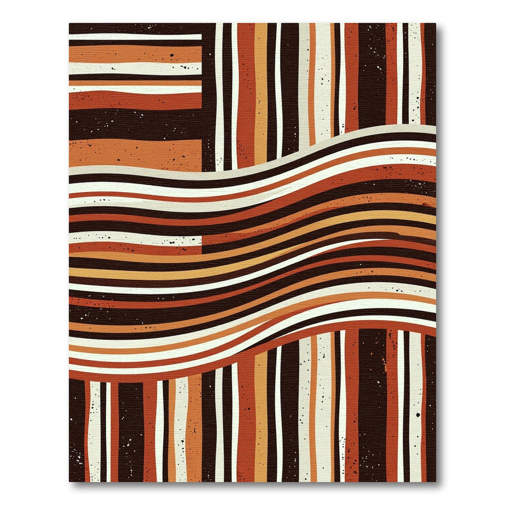 Earthy Retro Wave Striped Art Rug