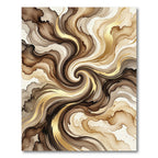Abstract Gold and Brown Swirl Rug