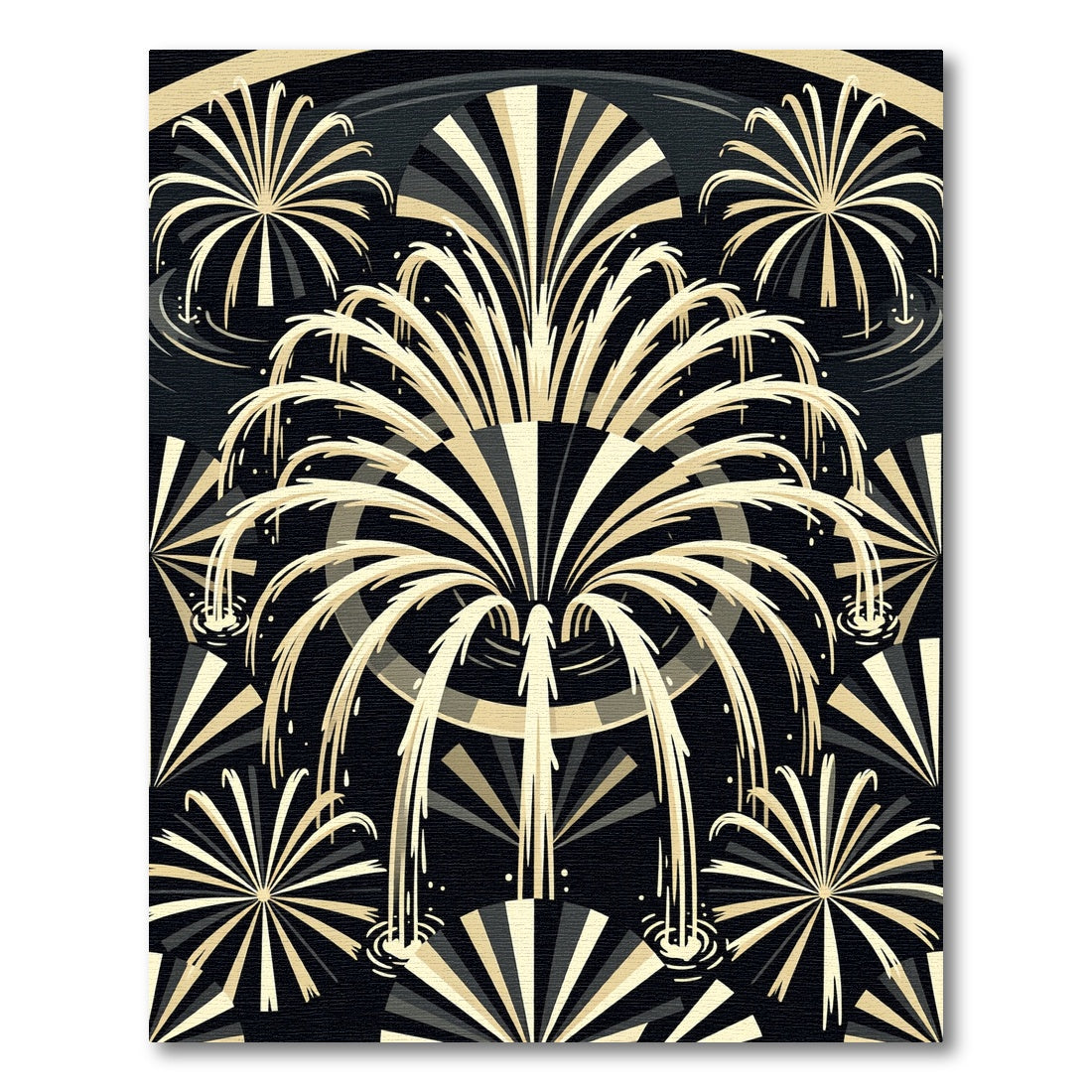 Art Deco Amber Fountain Burst Rug