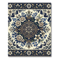 Elegant Navy Floral Cream Medallion Rug