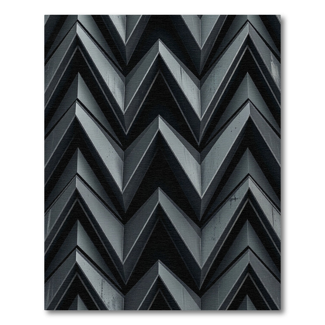 Modern Charcoal Geometric Chevron Zigzag Rug