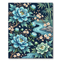 Blue Peony Bamboo Stream Floral Rug