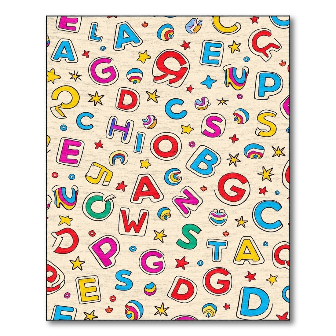 Alphabet Collage Kid Friendly Collage Rug