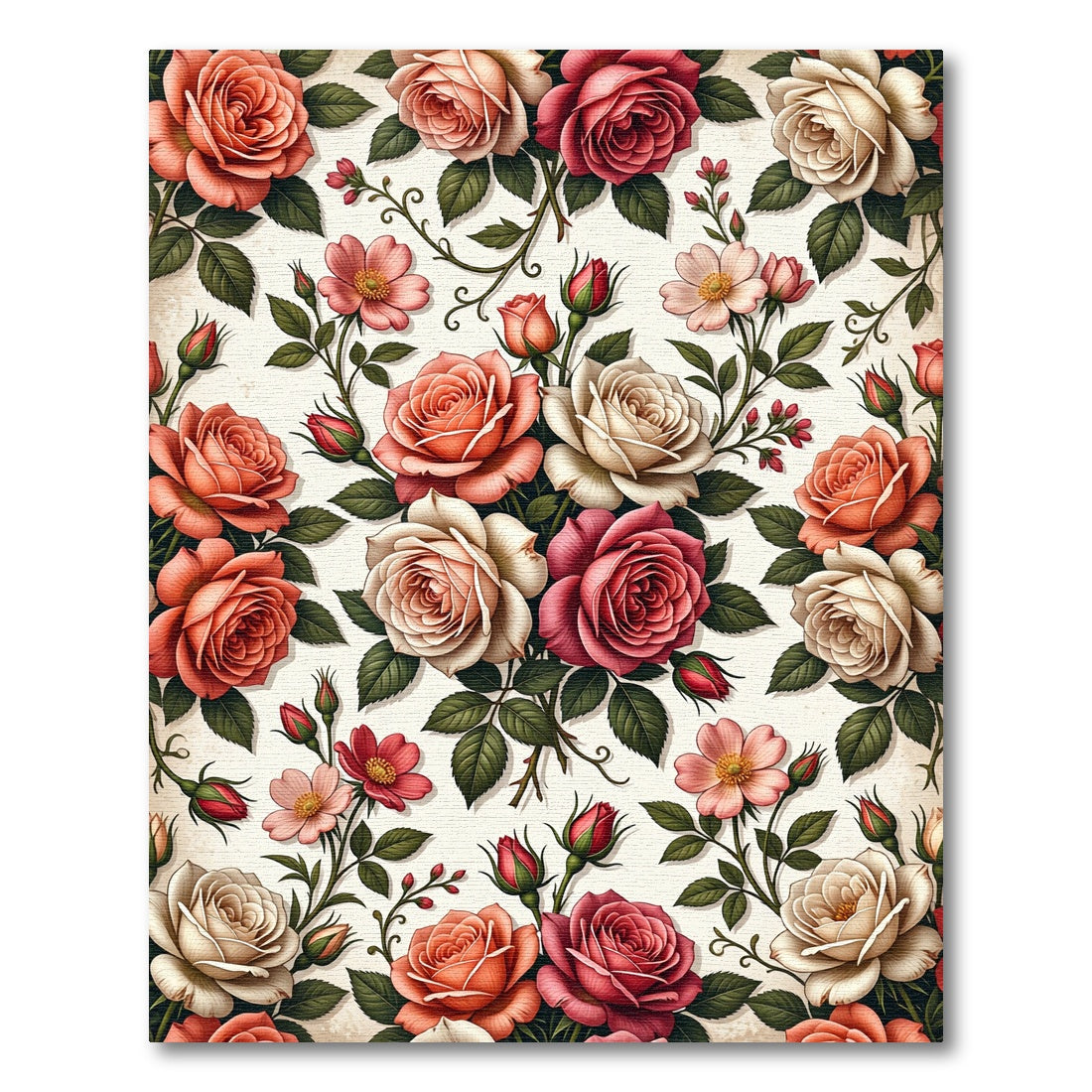Romantic Garden Rose Bouquet Floral Rug