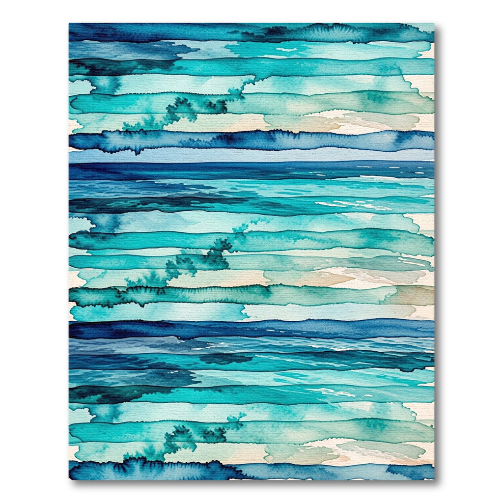 Abstract Blue Ocean Wave Stripe Rug