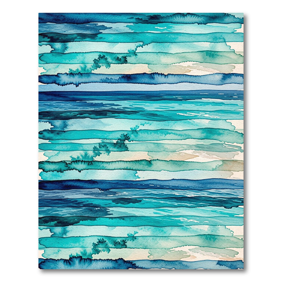 Abstract Blue Ocean Wave Stripe Rug