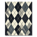 Sophisticated Charcoal and Cream Argyle Geometric Rug