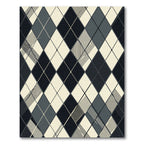 Sophisticated Charcoal and Cream Argyle Geometric Rug