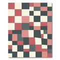Modern Geometric Block Grid in Muted Coral and Slate Rug