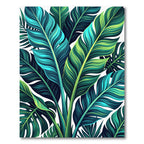 Emerald Teal Tropical Leaf Canopy Rug