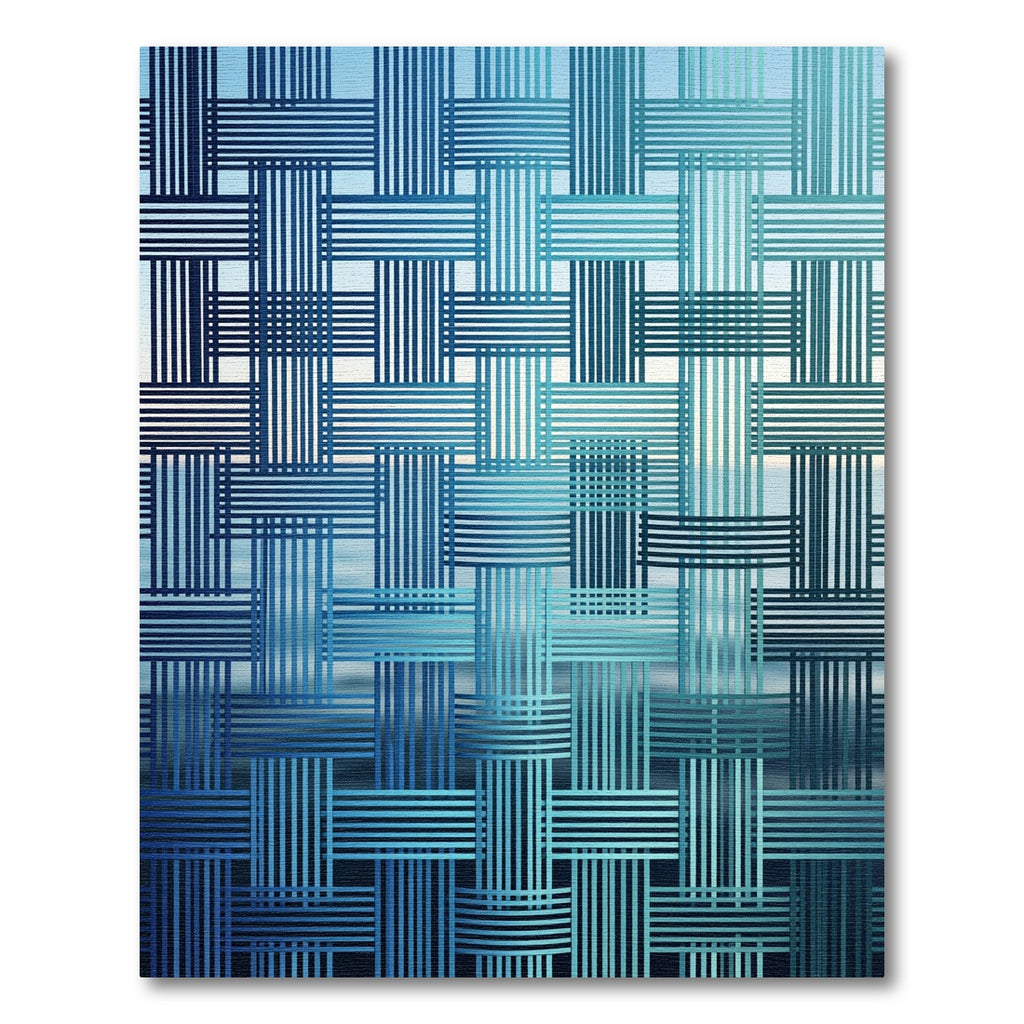 Contemporary Blue Woven Interlaced Geometric Rug