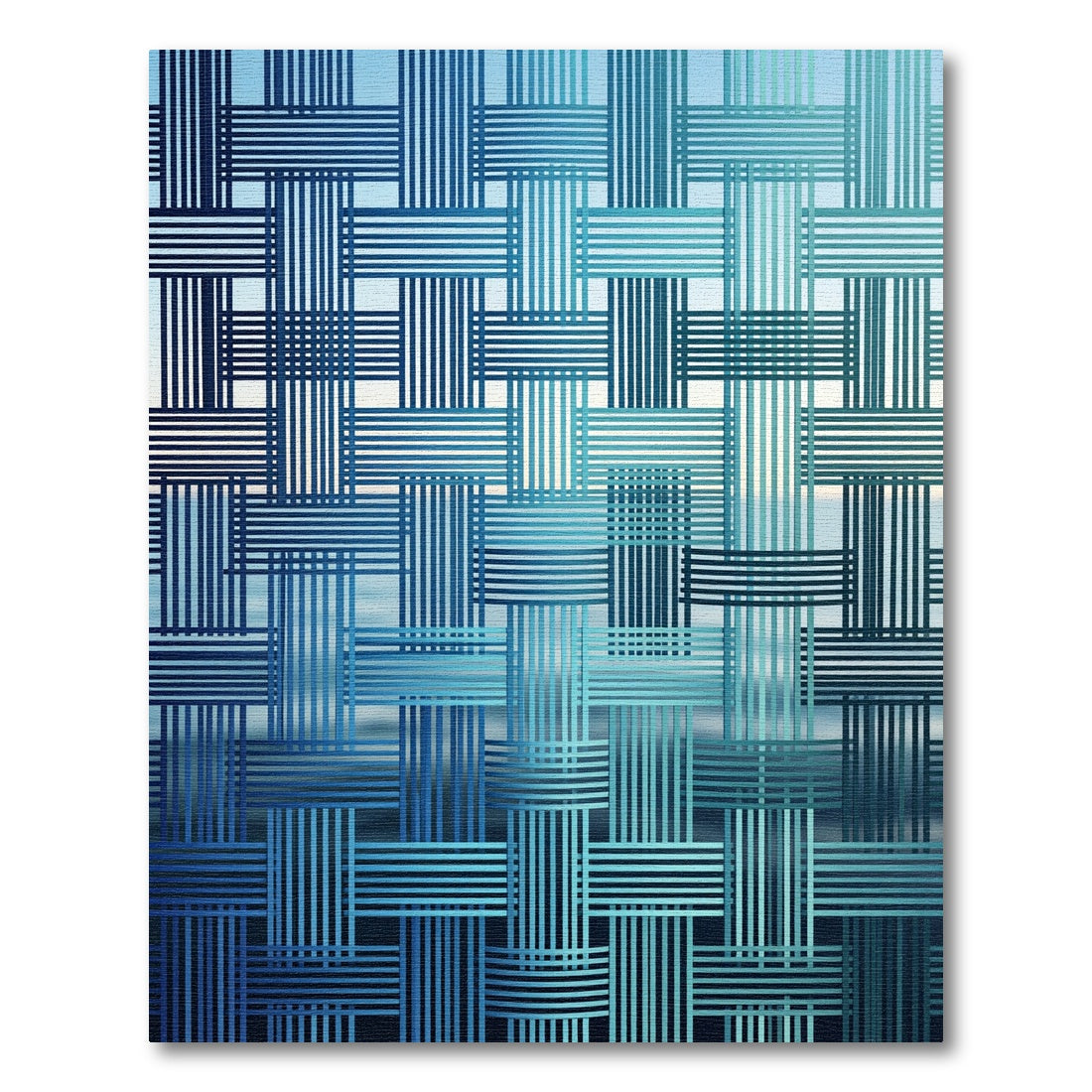 Contemporary Blue Woven Interlaced Geometric Rug