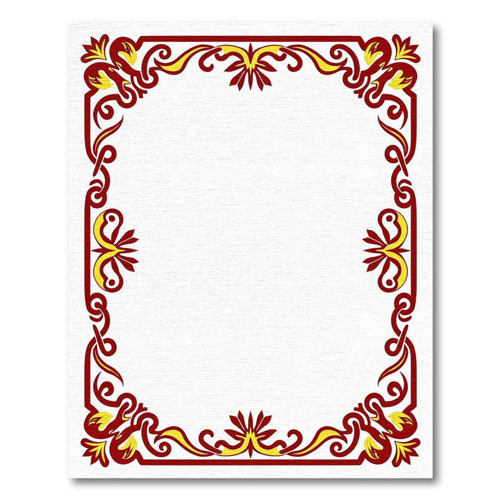 Regal Red Yellow Floral Border Rug