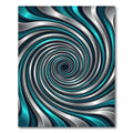 Metallic Teal and Silver Spiraling Vortex Rug