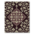 Elegant Dark Burgundy Floral Damask Rug