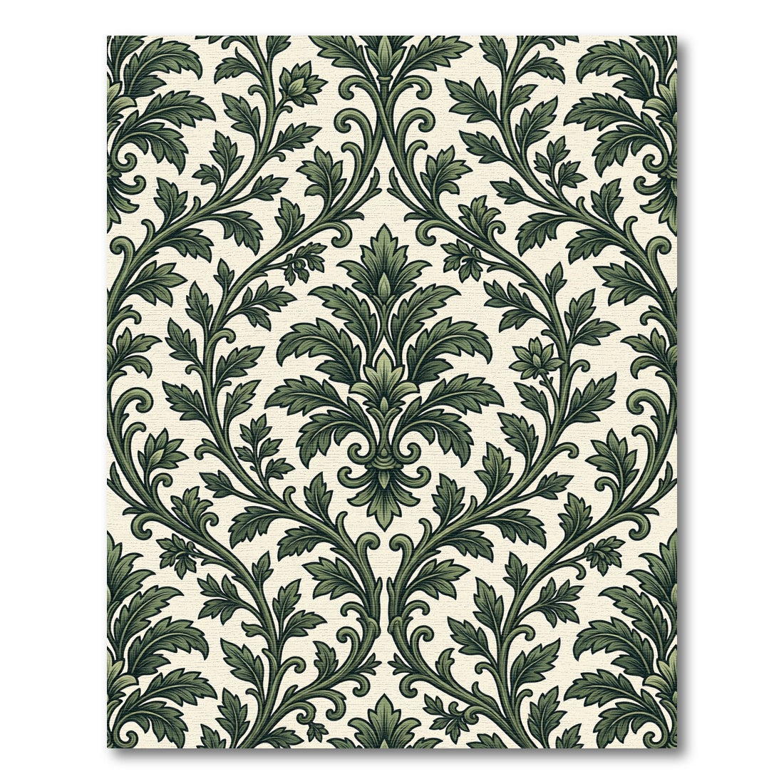 Emerald Foliage Damask Scroll Victorian Rug