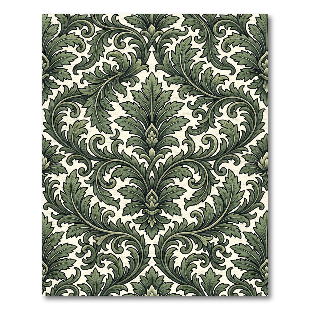 Elegant Forest Green Acanthus Scroll Rug