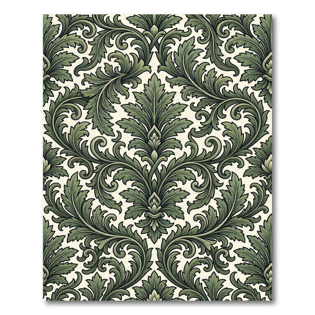Elegant Forest Green Acanthus Scroll Rug