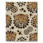 Golden Leopard Floral Arrangement Rug