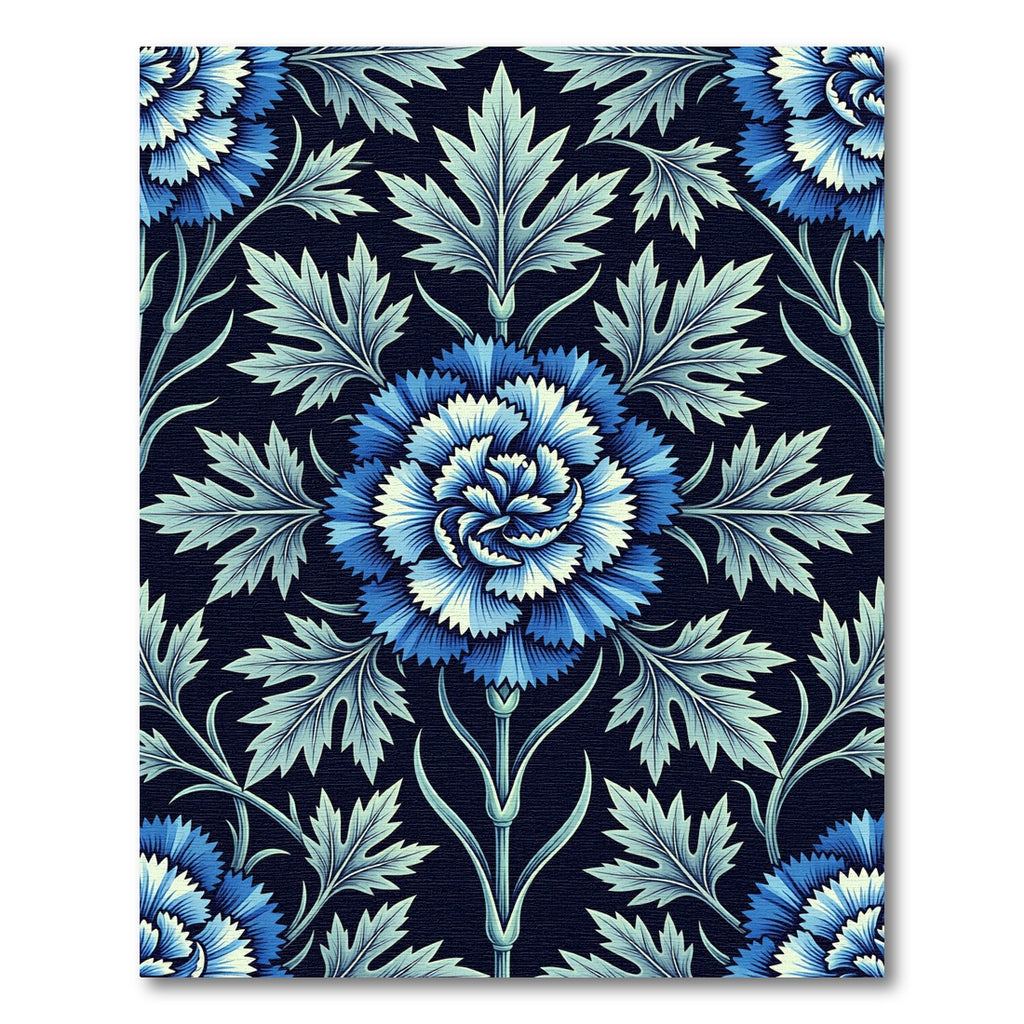 Deep Blue Floral Nature Aesthetic Rug