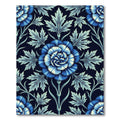 Deep Blue Floral Nature Aesthetic Rug