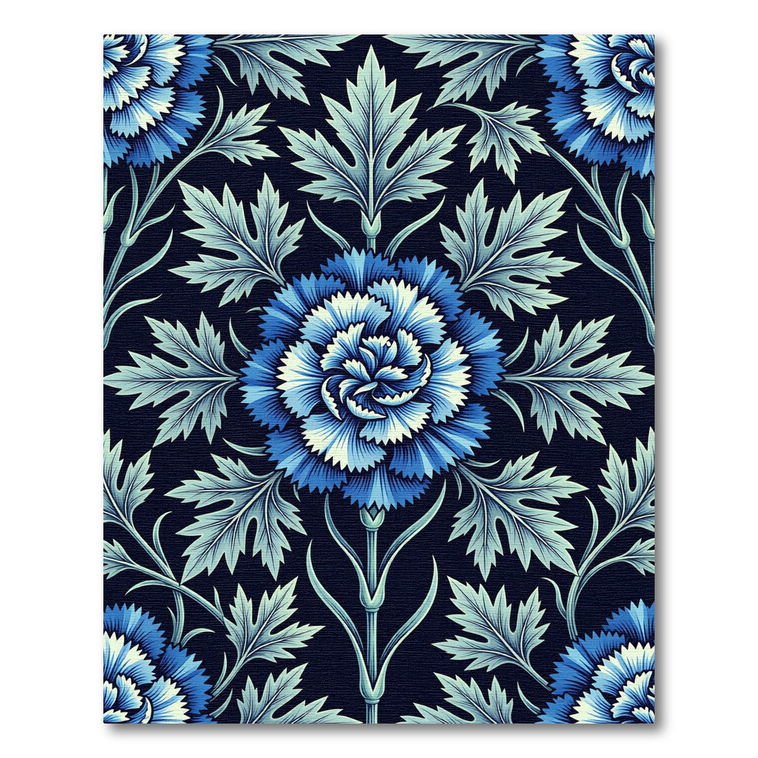 Deep Blue Floral Nature Aesthetic Rug