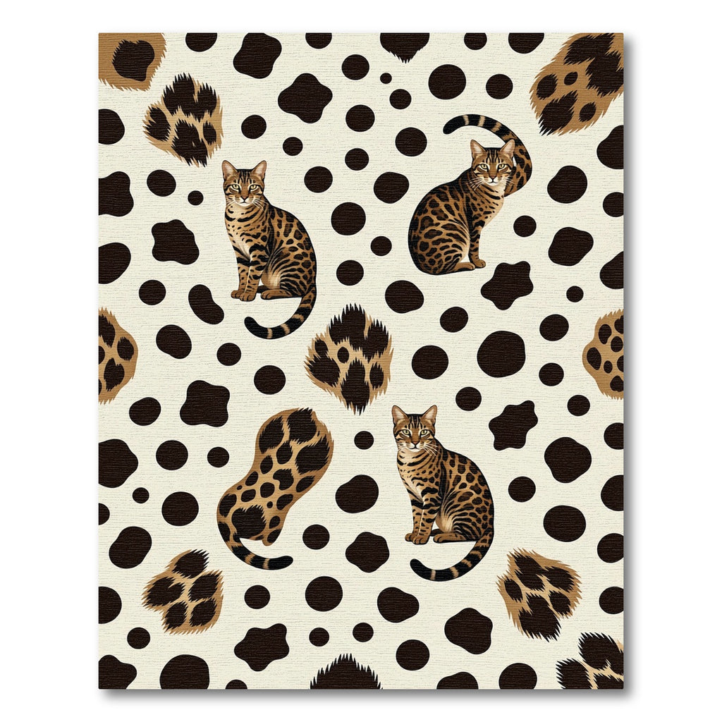 Brown Bengal Cats Animal Print Rug