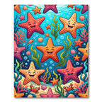 Cheerful Colorful Starfish and Crab Reef Rug