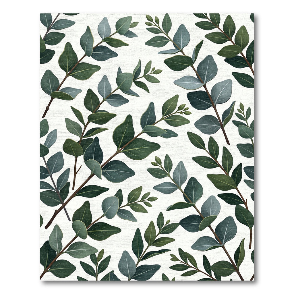 Lush Green Eucalyptus Botanical Foliage Rug