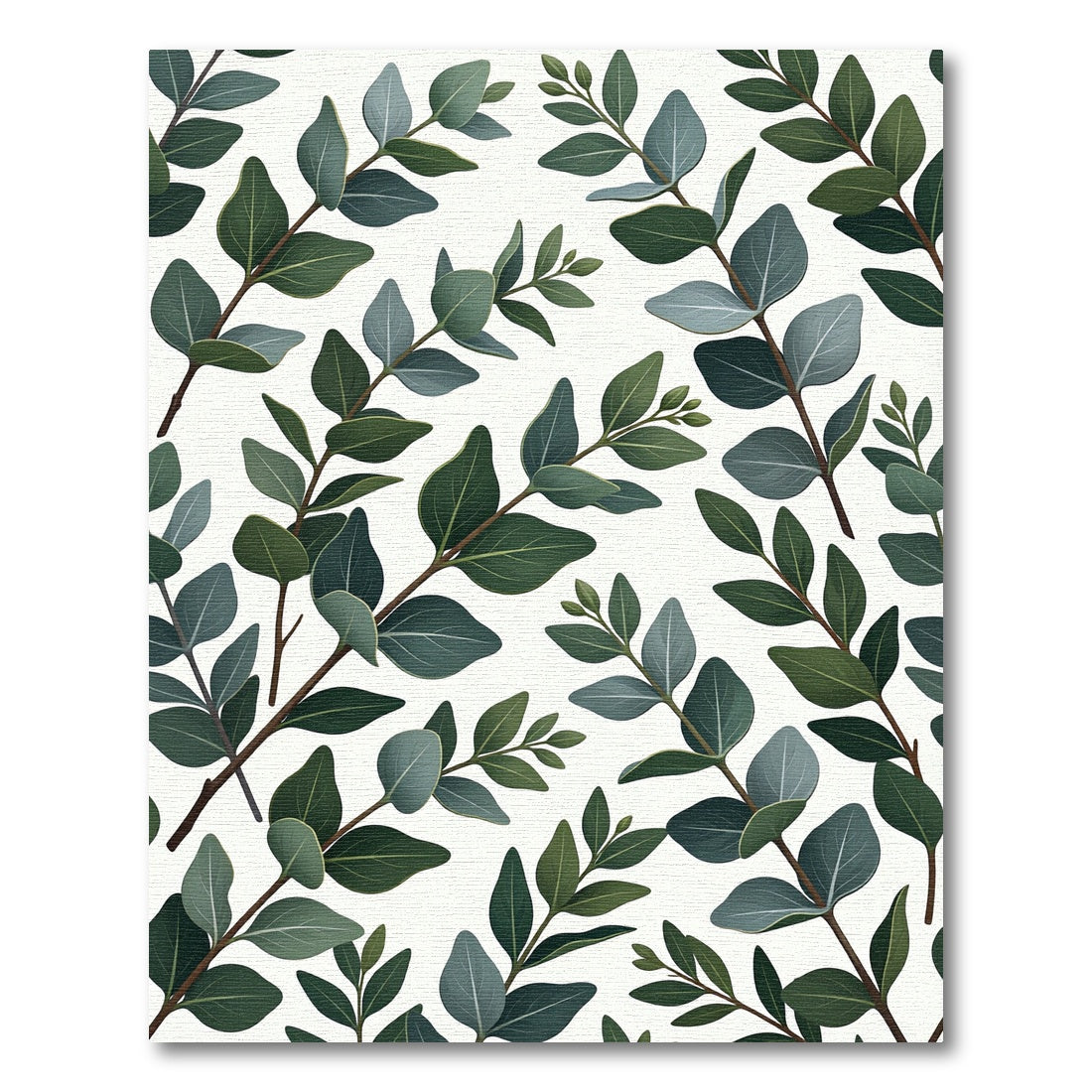 Lush Green Eucalyptus Botanical Foliage Rug