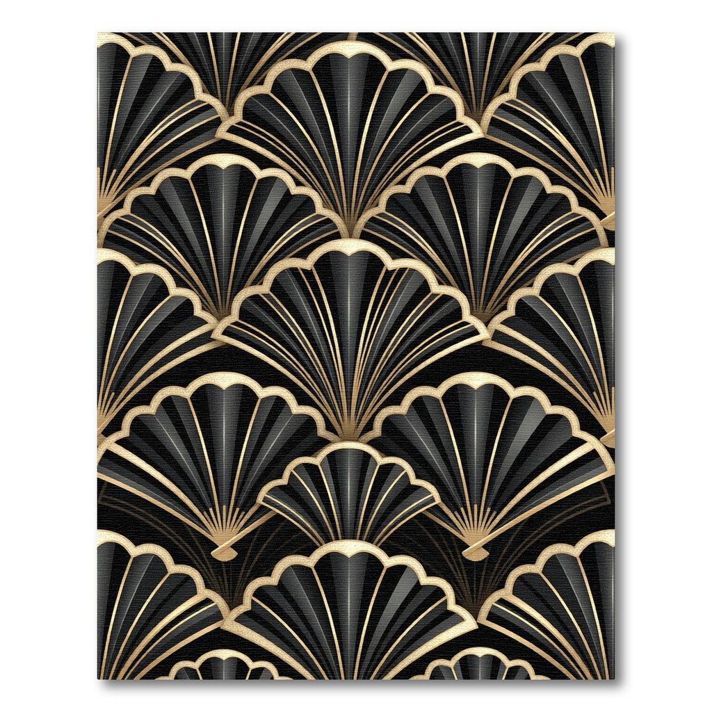 Art Deco Black Gold Fan Rug