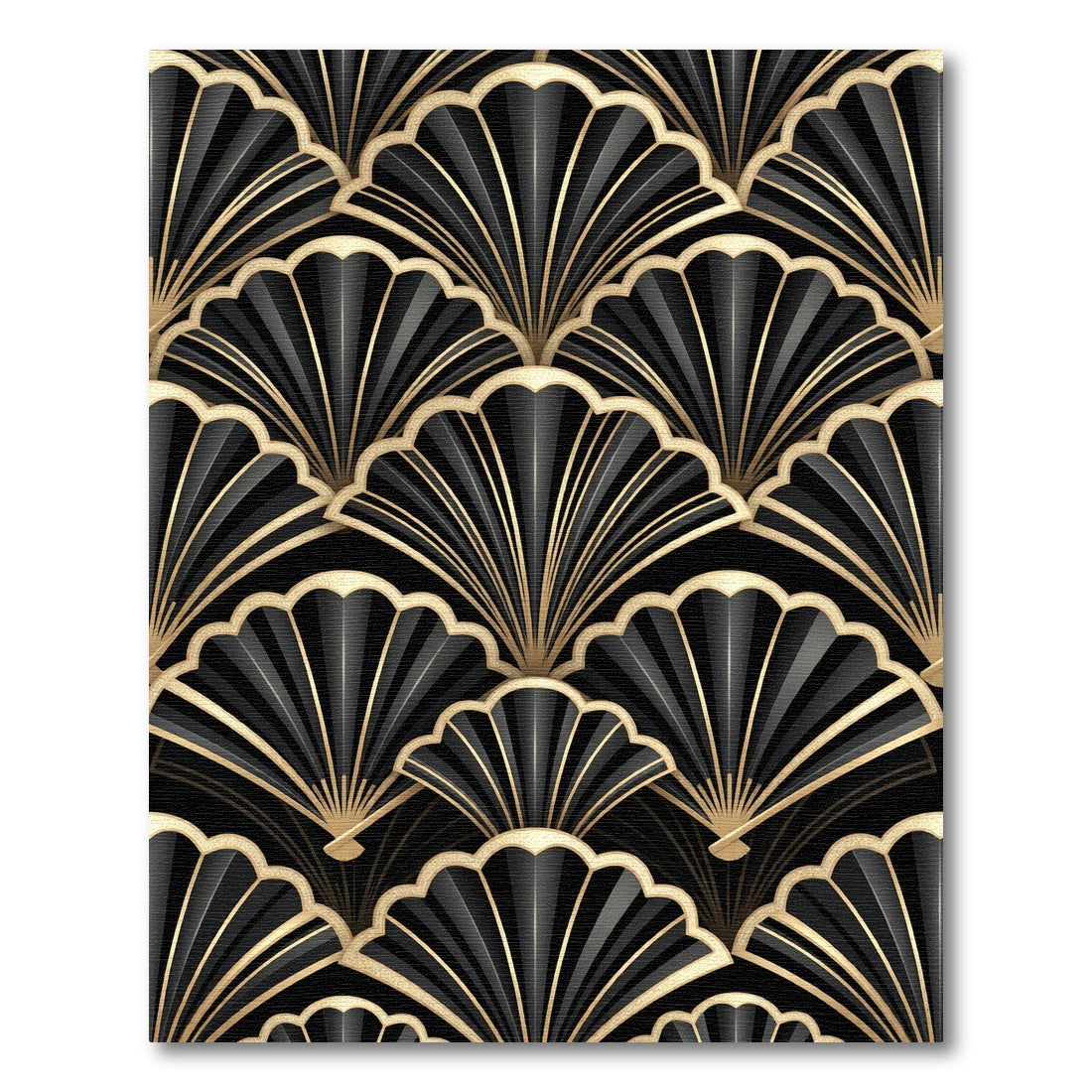 Art Deco Black Gold Fan Rug