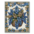 Blue and Cream Hyacinth Flower Basket Rug