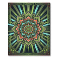 Radiant Green Boho Floral Mandala Rug