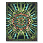 Radiant Green Boho Floral Mandala Rug