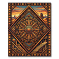 Golden Desert Sun Geometric Radiant Compass Rug
