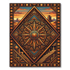 Golden Desert Sun Geometric Radiant Compass Rug