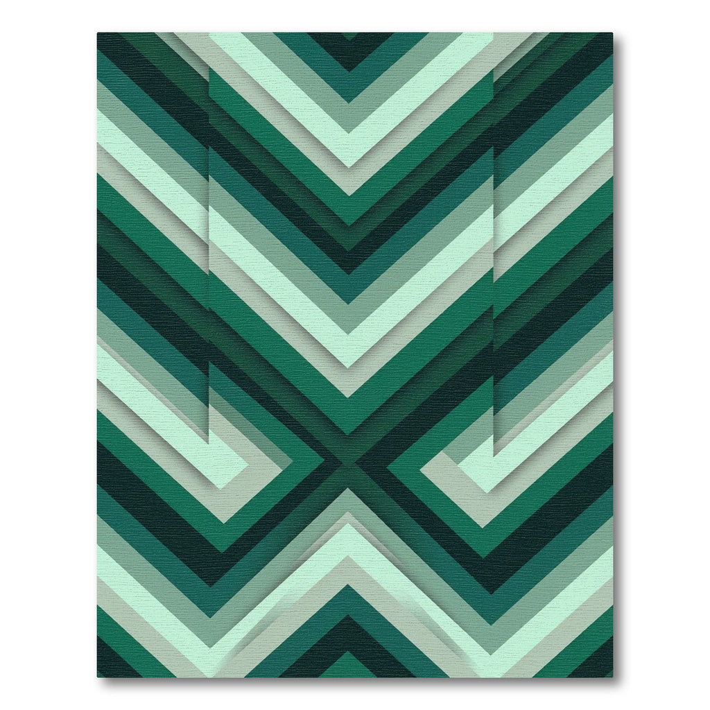 Geometric Green Layered Chevron Rug